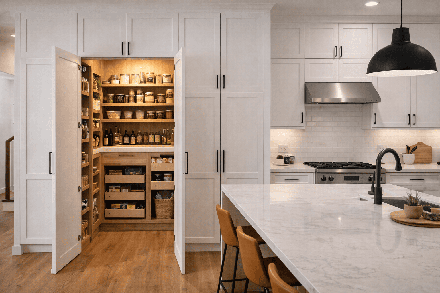 SGM Builders Kitchen Remodel with Custom Pantry Storage Bay Area California - Kitchen Cabinets and Organization by General Contractor
