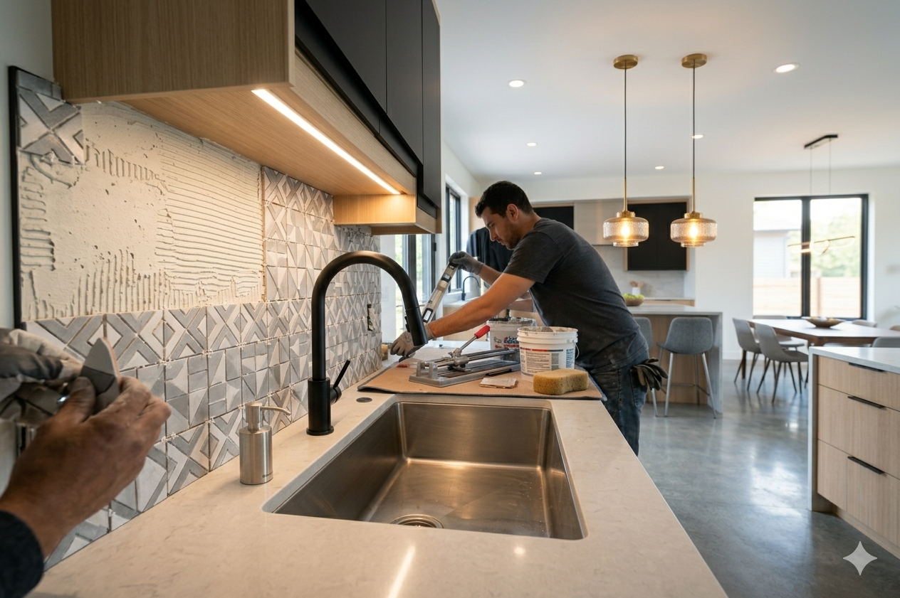 SGM Builders Kitchen Backsplash Tile Installation Bay Area California - Custom Kitchen Tile Work by General Contractor
