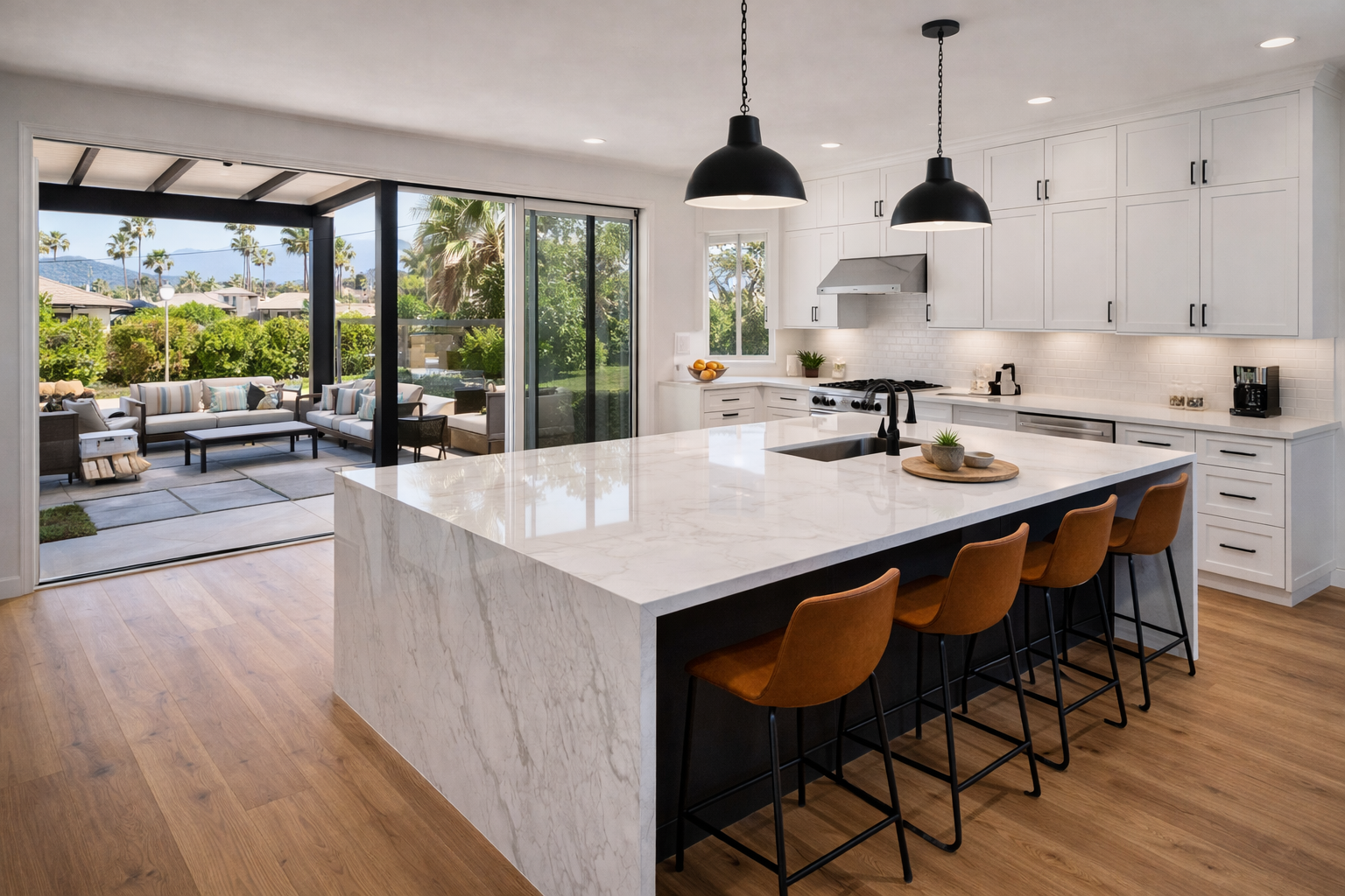 SGM Builders Modern White Kitchen with Large Island Bay Area California - Open Floor Plan Kitchen Remodel by General Contractor