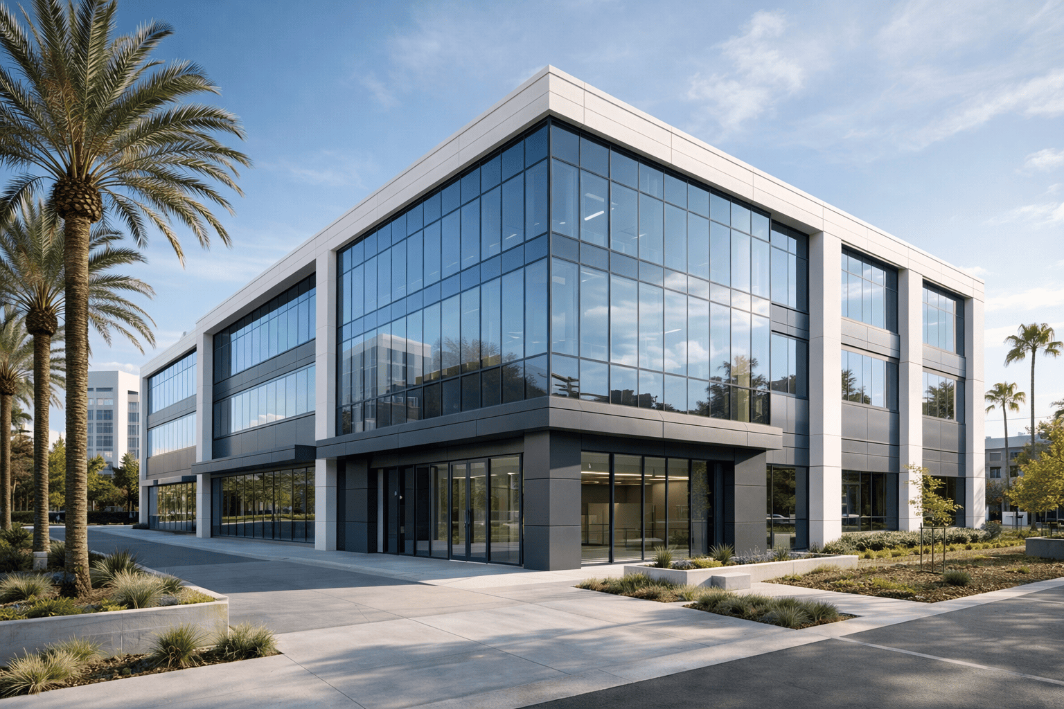 SGM Builders Modern Commercial Office Building with Glass Facade Bay Area California - Commercial Construction and Tenant Improvement by General Contractor