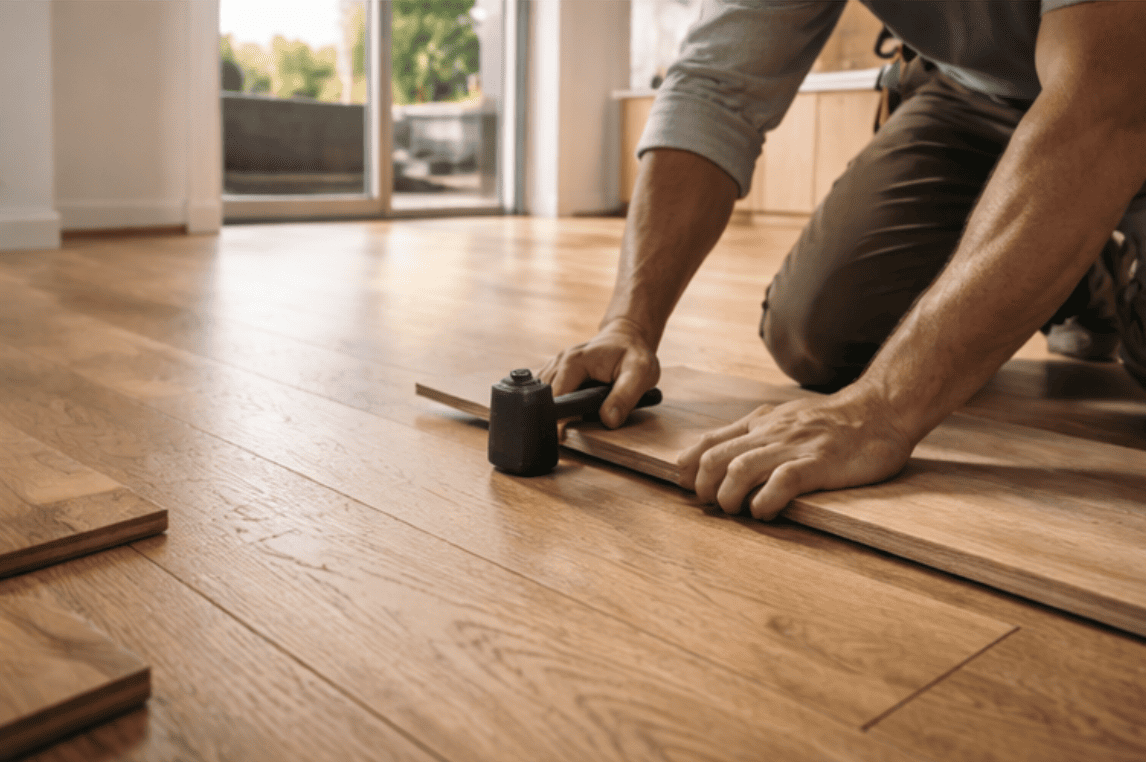 SGM Builders Hardwood Floor Installation Close Up Bay Area California - Professional Flooring Services by General Contractor