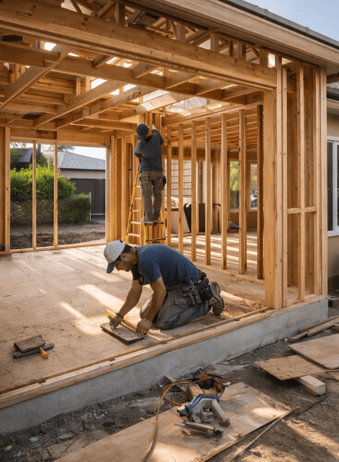 SGM Builders Construction Crew Framing a Home Bay Area California - Residential Framing by General Contractor