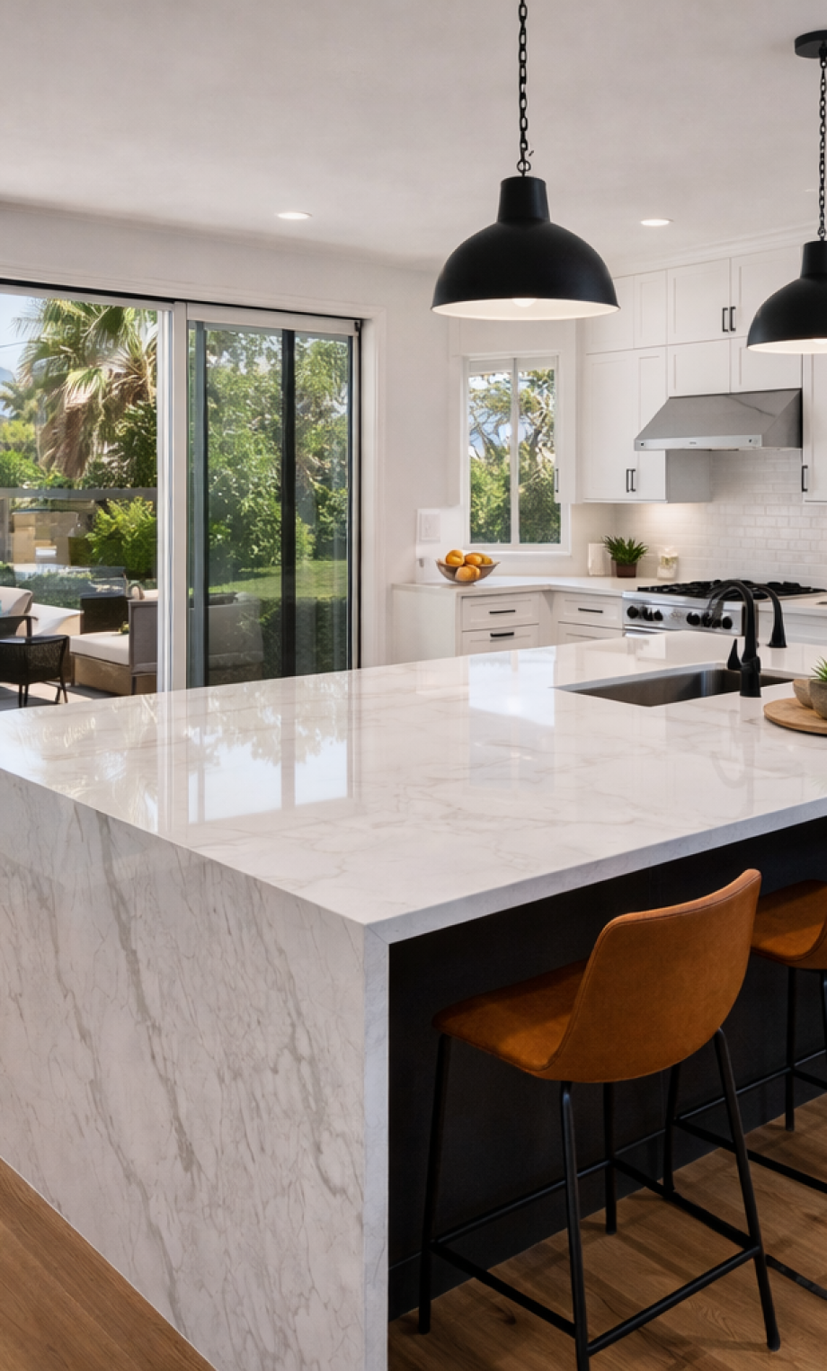 SGM Builders Modern White Kitchen with Large Island Bay Area California - Open Floor Plan Kitchen Remodel by General Contractor